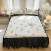 Sleep grid bed skirt style cool silk cooling mat three piece set