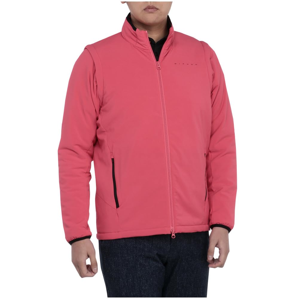 

Mizuno Move Tech Breath Thermo Golf Jacket with Removable Sleeves and Paradise Red Size L Heat-Generating Material, Men s, (E2MEB506),