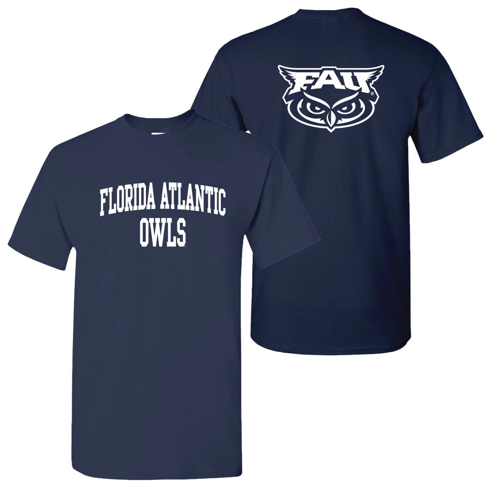 Florida Atlantic Owls Front and Back Print T-Shirt - Navy 4XL