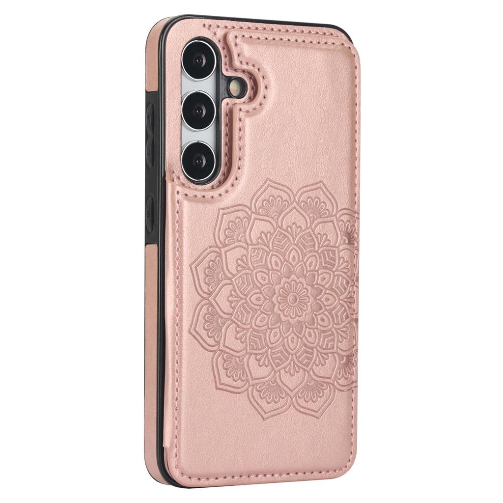 Pour Samsung Galaxy S24+ Étui de Téléphone en Cuir PU Imprimé Fleur Mandala avec Fentes pour Cartes