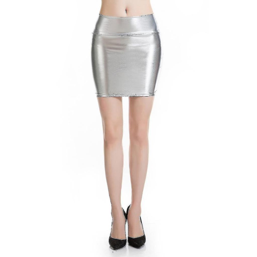 Women's Sexy Pencil Skirt Elastic High Waist Skirt Solid Color Pu Leather Skirt Stretch Short Mini Skirt Hot Fashion-