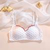 Women's Wireless Student High School Bra with Sweet Heart-Shaped Pads Push Up for Small Bust Comfortable Triangle Cup Underwear