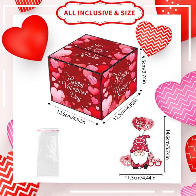 Valentine's Day Money Box Love And Gnomes Theme Valentine's Day Money Draw Box Reusable Paper Valentine's Day Money Pull Box For