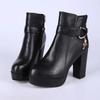 2026 autumn and winter plus thick heel high-heeled women's short boots with plush warm leather boots, fashionable low cut boots