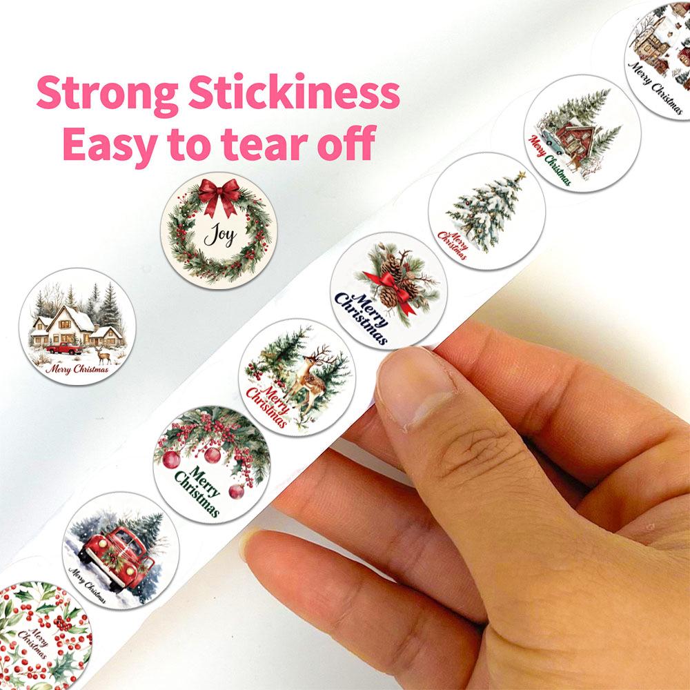 Merry Christmas Cartoon Adhesive Tape - 500 Sheets/Roll for Decoration & Envelope Sealing