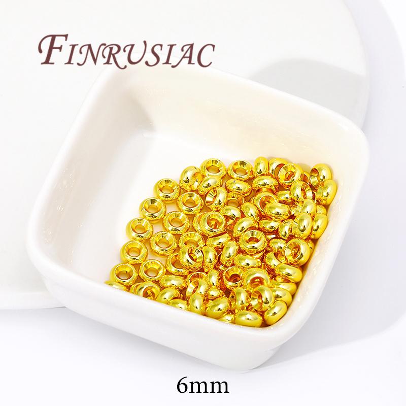4mm 5mm 6mm 8mm Spacer Bead For Bracelets 18K Gold Plated Separator For Beads, DIY Jewelry Making Accessories