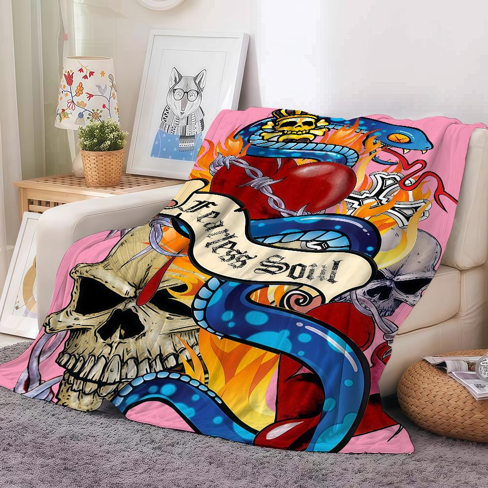 

Fashion Brand E-Ed H-Hardy Blanket Warm And Soft Suitable For Bedroom Living Room Sofa Bed Office Travel Camping 30x40in