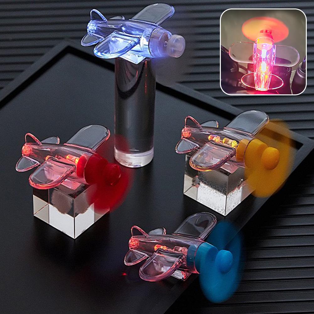 Wind Powered LED Airplane Ornament,Motorcycle & Car Electric LED Colorful Lights Rotatable Airplane Wind-Powered Airplane Decor