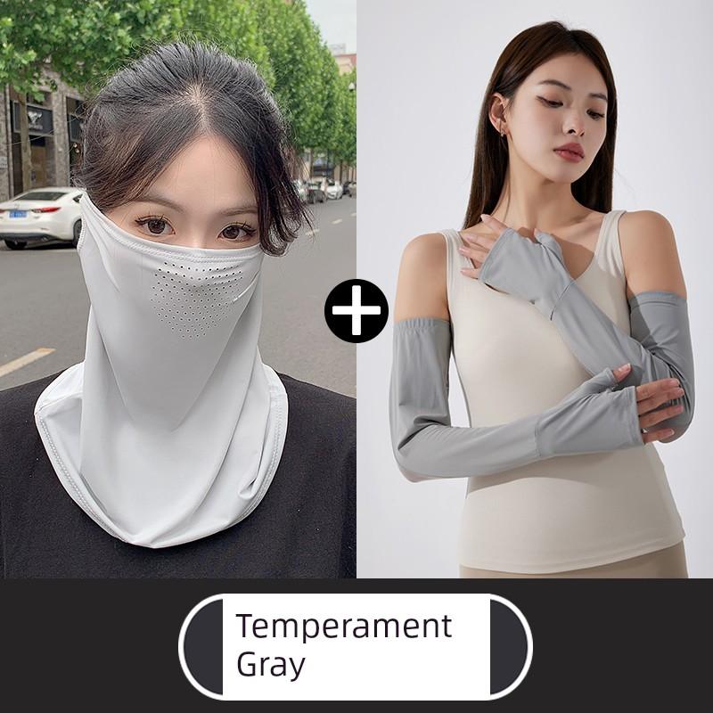 Sunscreen Veil Summer Women's Neck Protection Bandana Ice Silk Sports Headscarf Ear Hanging Scarf Tea Picking Veil Outdoor Driving