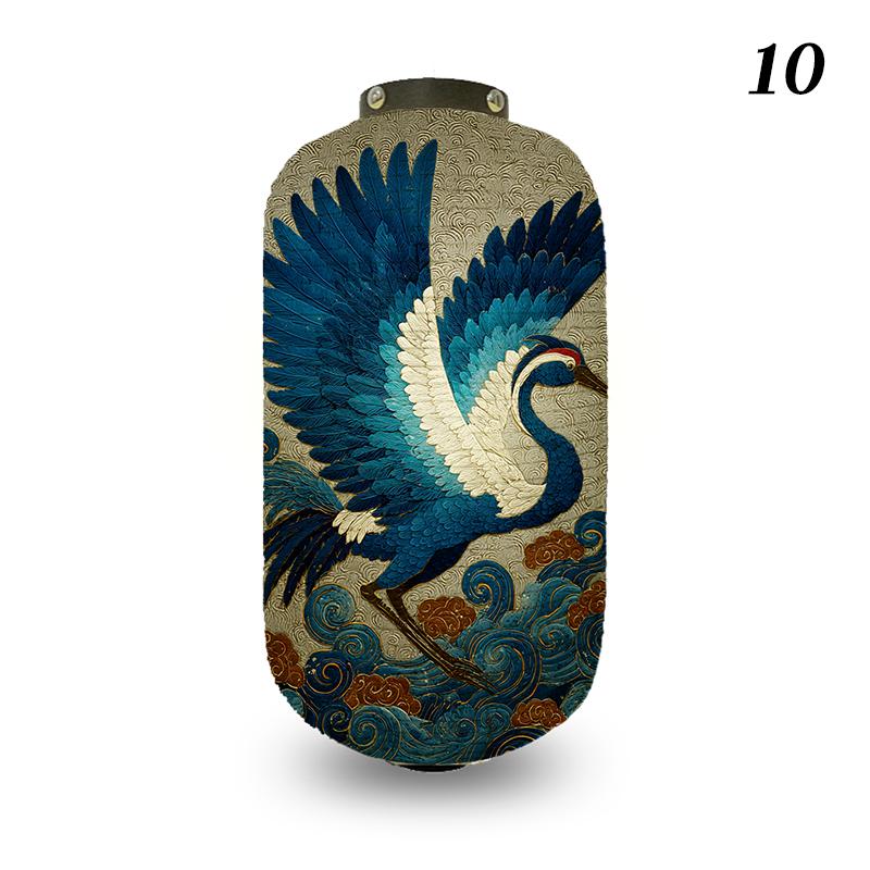 Japanese Style Lantern Ukiyo-e Style Flying-crane Printed Outdoor Bar Bistro Lantern Sushi Restaurant Hanging Lantern Decoration