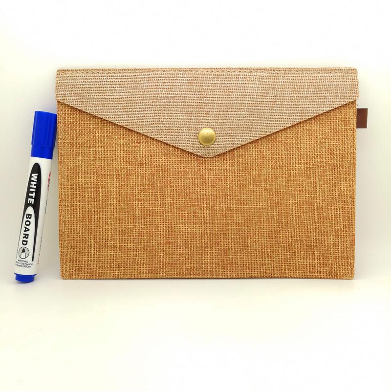 A4 Magnetic Button Linen-Feel Felt File Bag & Stationery Set for Office, Meetings, or School - A5 Document Storage
