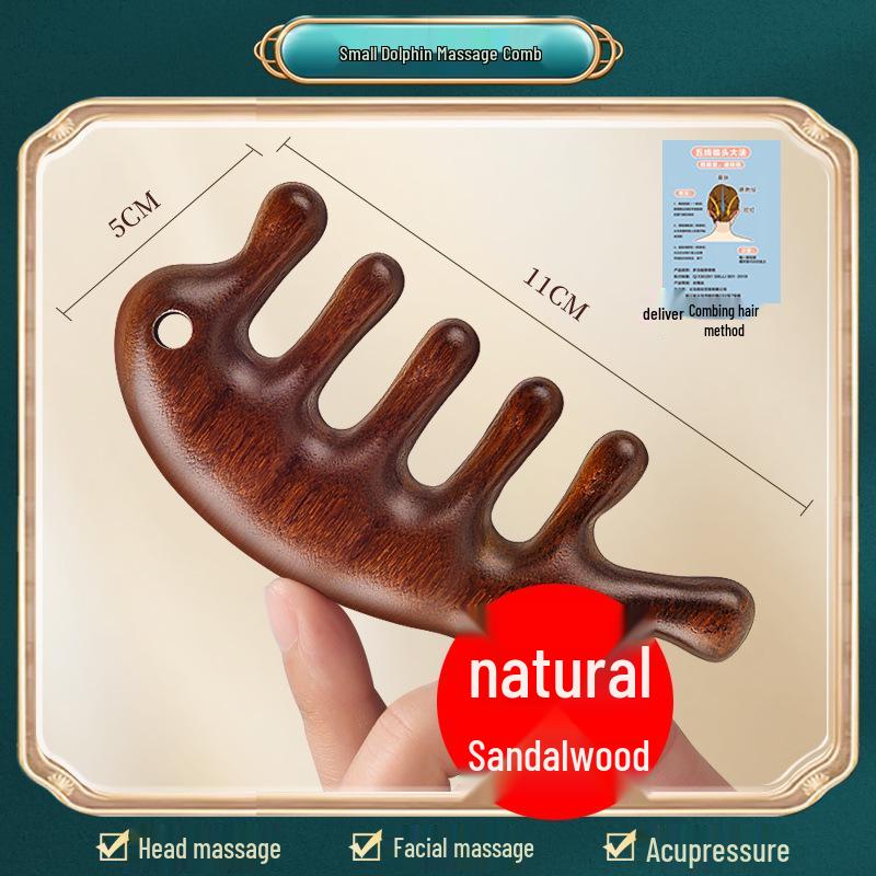 Sandalwood 4-in-1 Scalp Massager: Gua Sha, Meridian Dredging, Follicle Care Comb