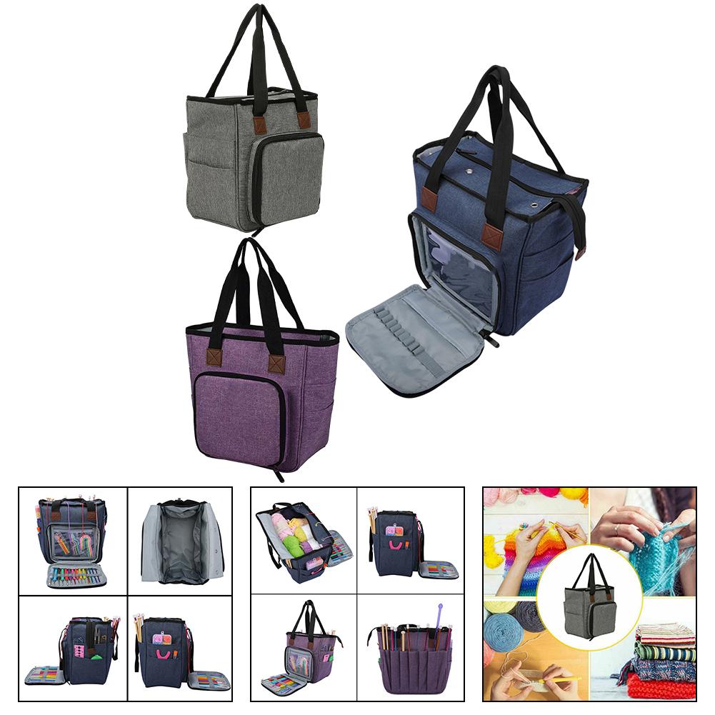 Borsa Organizzatore per Vestiti Custodie Ricamo a Mano Lavoro a Maglia Grande Capacità Borsa Contenitore Intrecciata Scatola Portatile per Conservare Aghi da Cucito