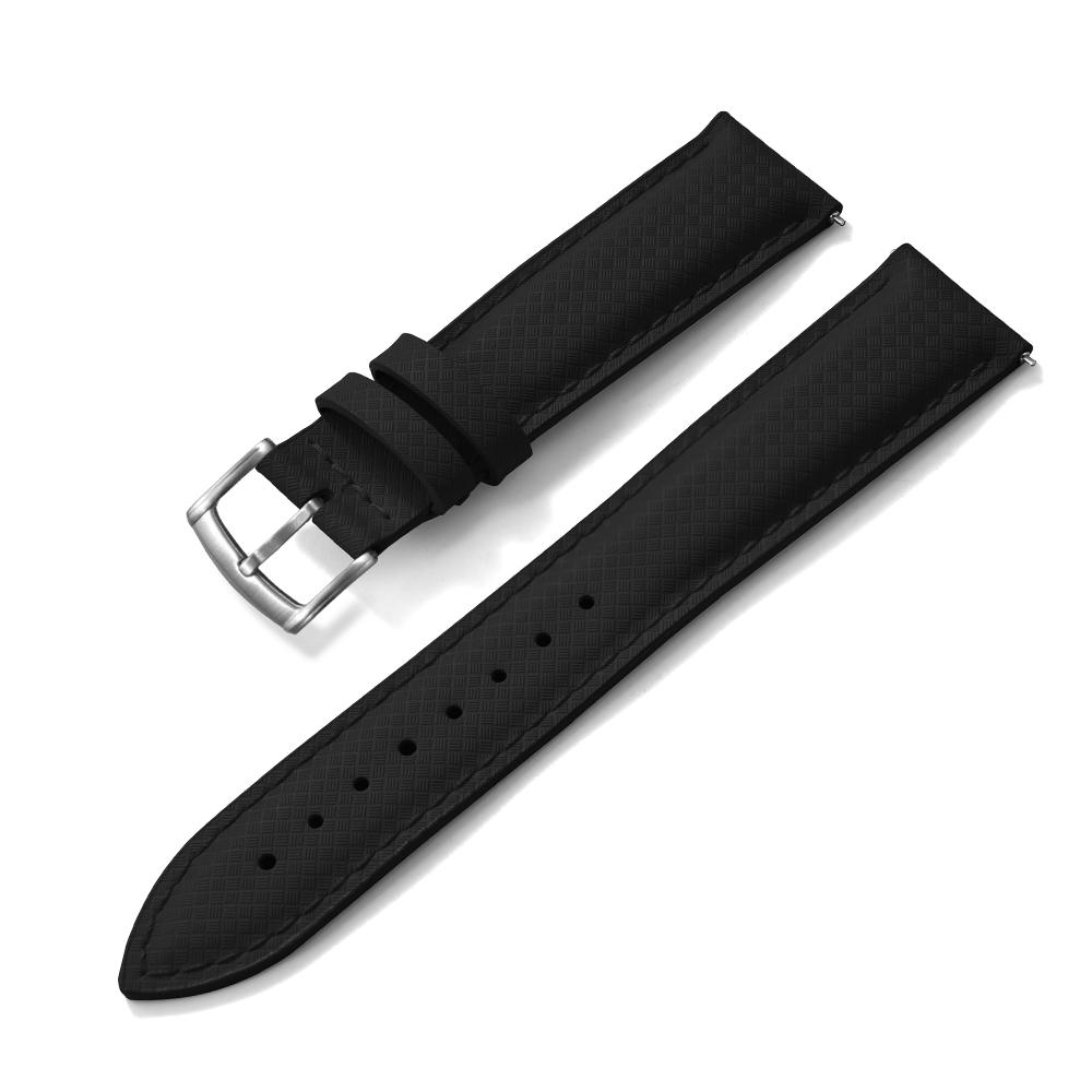 STAPELP 18mm 19mm 20mm 22mm Sailcloth Strap FKM TOP+Leather Base Tropical Texture Rubber Watch Bands Quick Release Pin Buckle