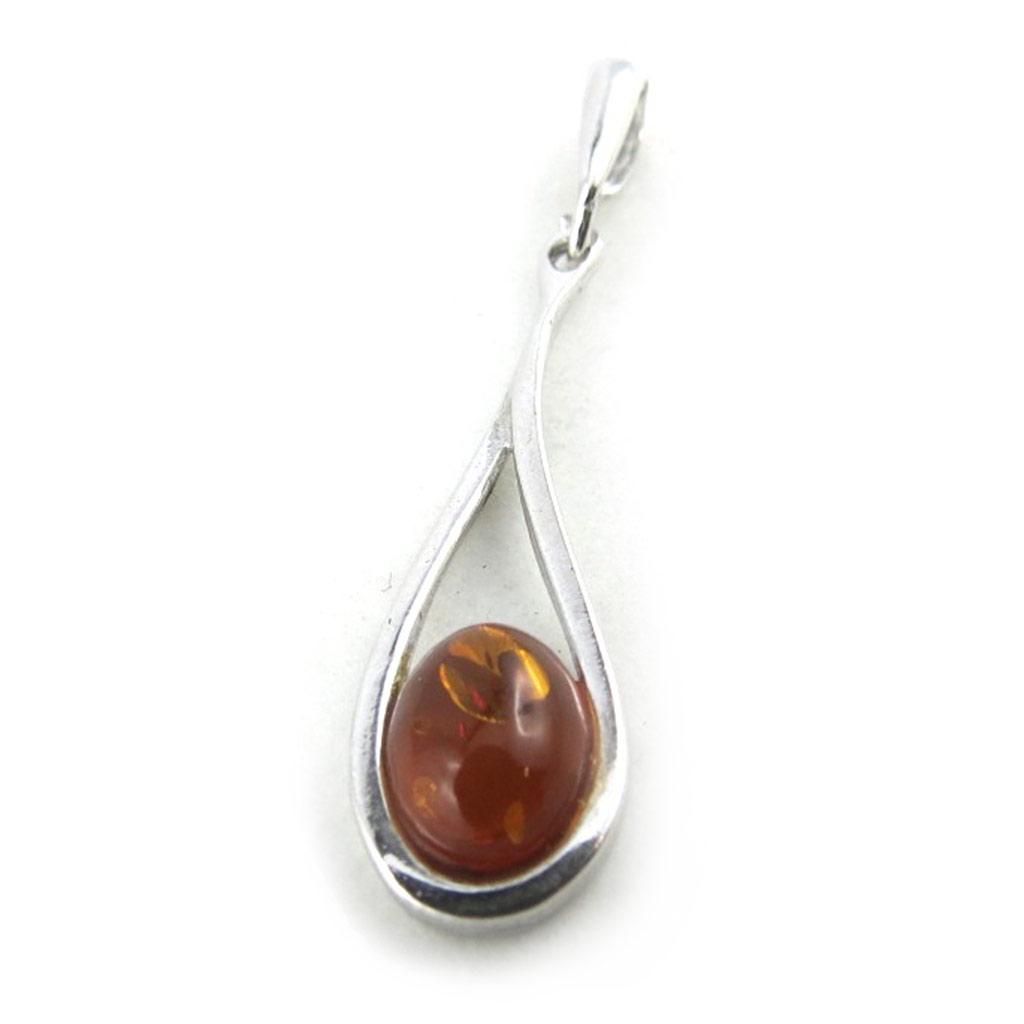 Les Trésors De Lily [N2187] - Pendentif Argent 'Inspiration' Ambre (rhodié) - 28x7 mm