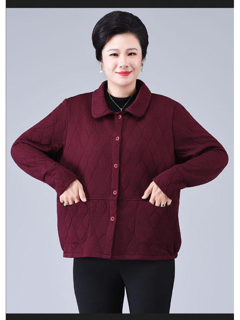 Plus Size Windbreaker for Middle-Aged and Elderly Women - Spring/Autumn Lapel Jacket