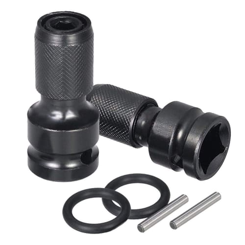 Cluoling Socket Adapter, Impact Driver Adapter, 1/2" Square To 1/4" Hex Shank Socket Adapter, Drive Conversion Adapter for Impact Wrenches, Black, 2-P