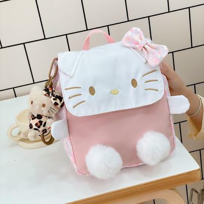 School Bag Female Cute Red Kitten Cartoon Children's Backpack Student Bag Plush Commuter Niche Bag