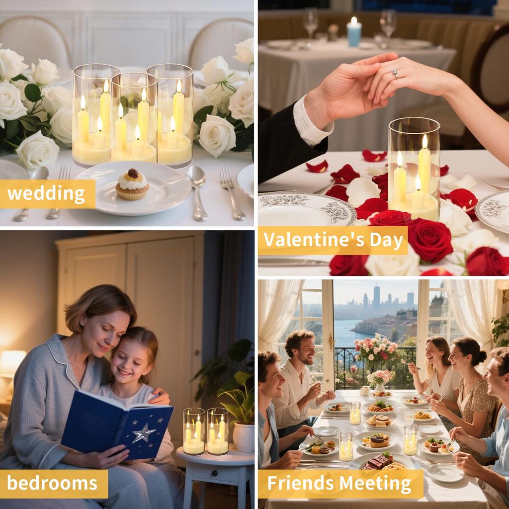 3IN1 LED Elektronische Kerze Teelicht Mehrfarbig LED Kerze Mit IR Fernbedienung Flackernde Lampe Acryl Kerzen für Weihnachten Hochzeit