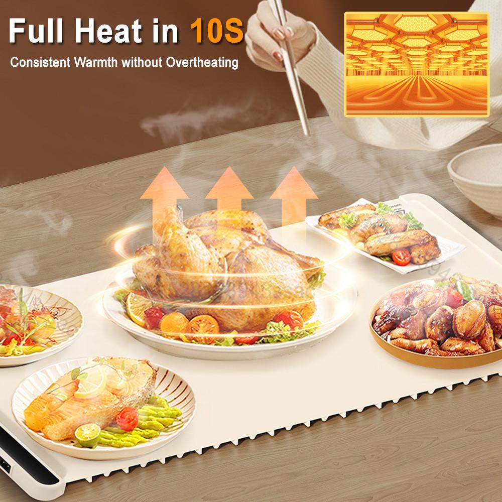 Foldable Electric Warming Tray Portable Smart Food Fast Heating Mat Household Electric Food Warmer Plate