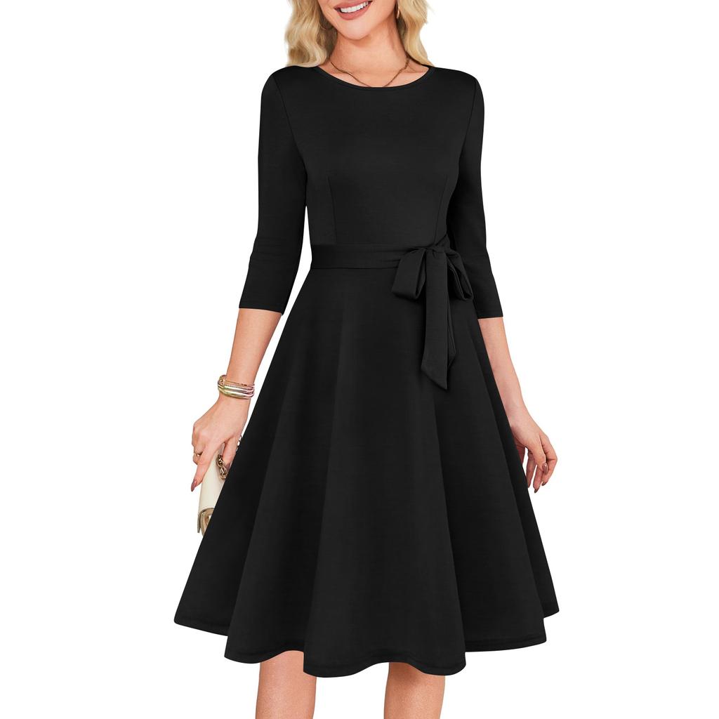 Women's Cocktail Dresses 3/4 Sleeve Vintage Wedding Guest Dress