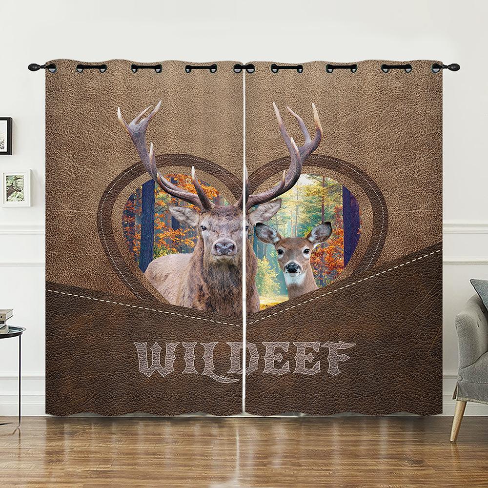 Curtains Animal Deer Curtains Bedroom Living Room Blackout Curtain Perforated
