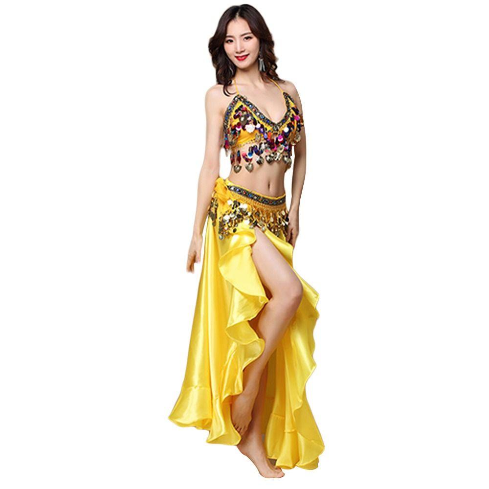 Tassels Show Costumes Hip Scarf Performance Top Belly Dance Costumes Dancer Skirt Halter Bra