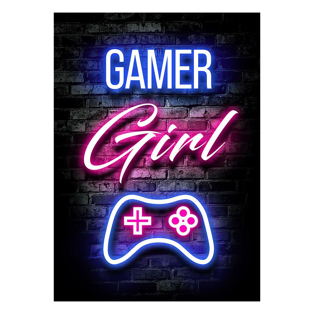 Neon Gaming Gamer Wandkunst Poster Drucke Gamer Leinwandmalerei Leinwandbild für Kinder Jungenzimmer Dekoration Spielzimmer Cuadros