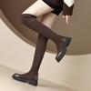 Krazing Pot Flock Autumn Winter Shoes Med Heels Size 43 Stovepipe Boots Round Toe Keep Warm Zipper Over-the-knee Boots