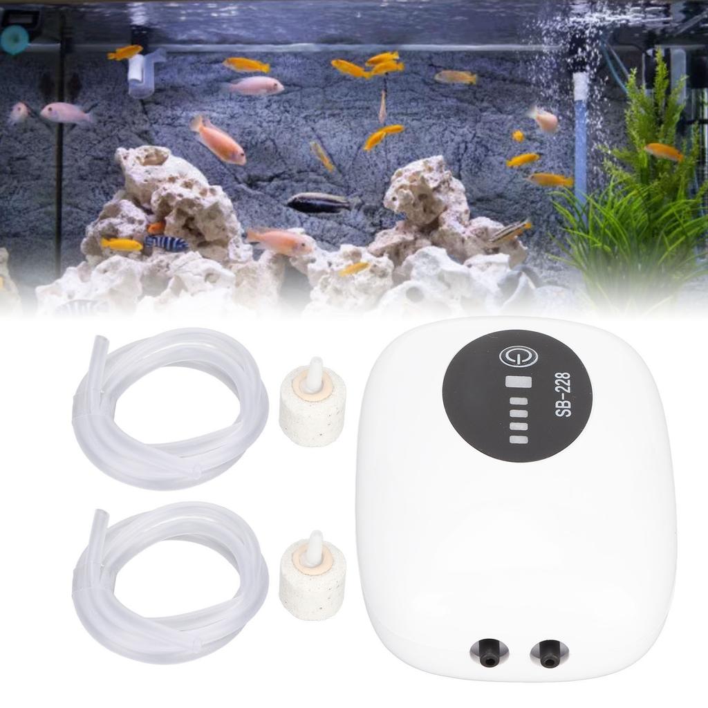 Fish   Oxygen Pump USB Rechargeable Quiet Double Hole   Aquarium   Pump for Indoor Fishing