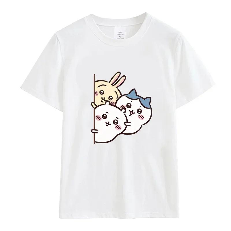 Cute Usagi Dance Print T-shirt Trendy Y2k Streetwear Woman Shirt Kawaii Anime Pattern Tee Shirt Harajuku Cotton Short-sleev Tops