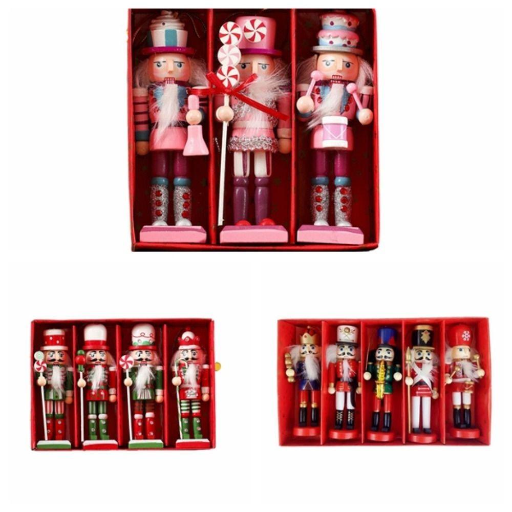 3/4/5Pcs Figurines Soldier Puppet Pendant Colorful Nutcracker Doll Nutcracker Puppet  Children Toys