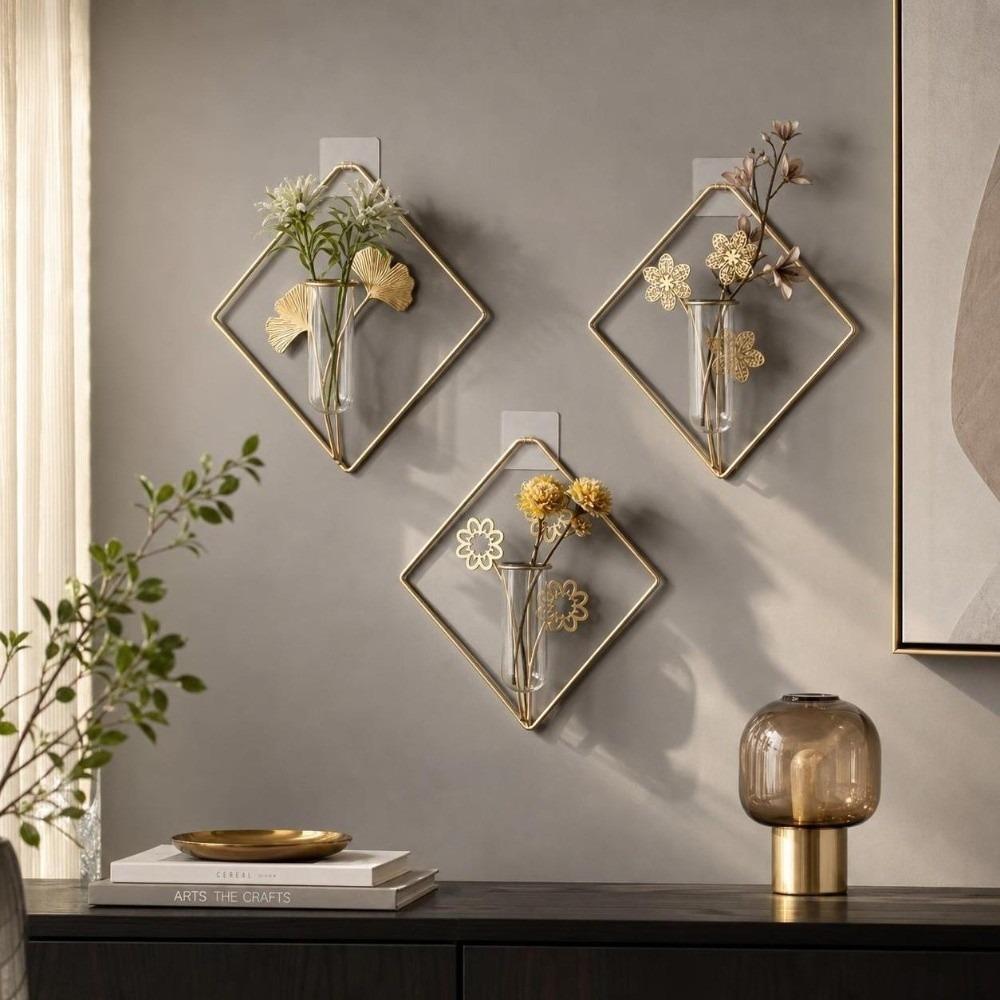 Vase Hydroponic Plant Holder Flower Pot Wall Hanging Planter Shelf Wall Decoration  Modern Room