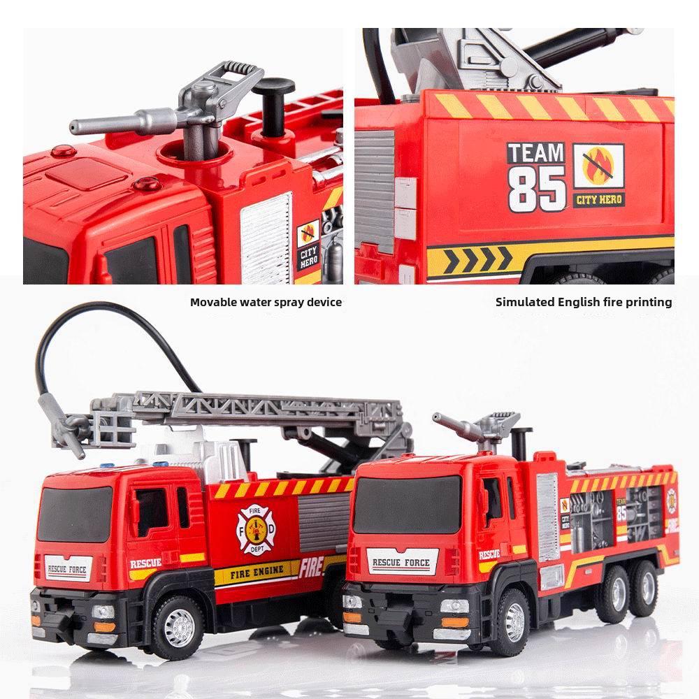 Firefighting Simulation Model: Alloy Fire Truck with Ladder, Water Tanker, Light, Music, and Pull-Back Action.