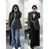 Women's High-End Grey Suit Jacket - Autumn 2025, Korean Style, Loose Casual Fit for Early Autumn