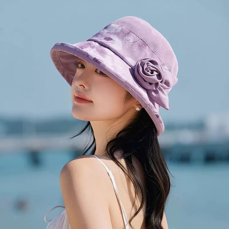 

Bucket hat women spring summer travel vacation sun hat small edge bubble edge thin sun hat M（56-58cm）