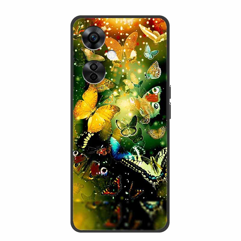 For OnePlus Nord CE 3 Lite 5G Cases Black Silicone Soft Cute Cat Rose Case For OnePlus Nord CE 3 5G Heart Lion Luxury TPU Cases