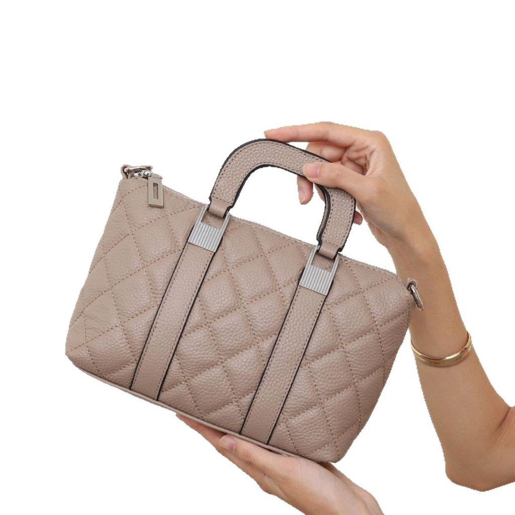 Cowhide Women's Bag Shoulder Crossbody Versatile Shopping Women's Bag Diamond Fashion Large Capacity Leather