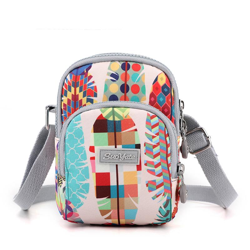 

Женская сумка кроссбоди на одно плечо, модная нейлоновая сумка с принтом, маленькая квадратная сумка для мобильного телефона, сумка-мессенджер для пожилой мамы, кошелек для ключей и монет