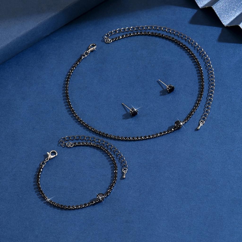 Ladies' fashionable, simple and versatile necklace, earring, bracelet, jewelry set suitable for daily wear, holiday gifts