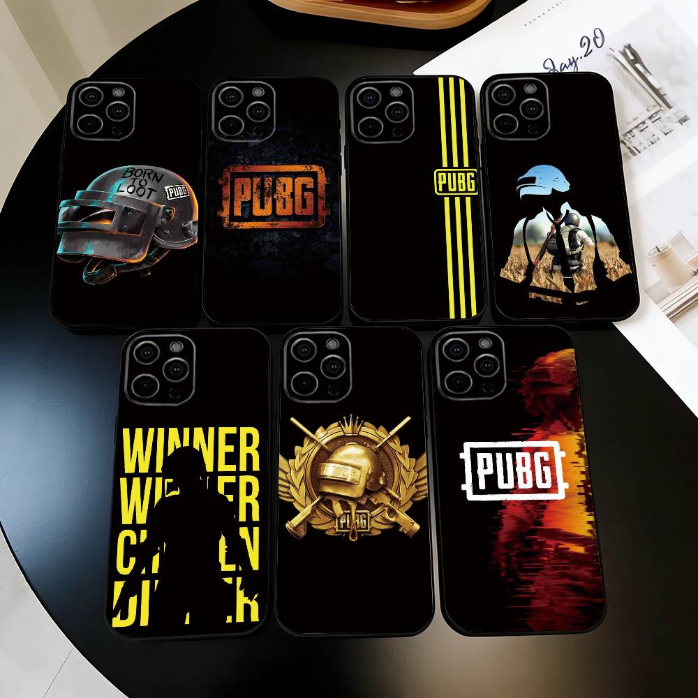 Spiel P-U-B-G Handyhülle Für iPhone 17, 16,15,14,13,12,11 Plus,Pro Max, Andere Weiche Schwarze Hülle