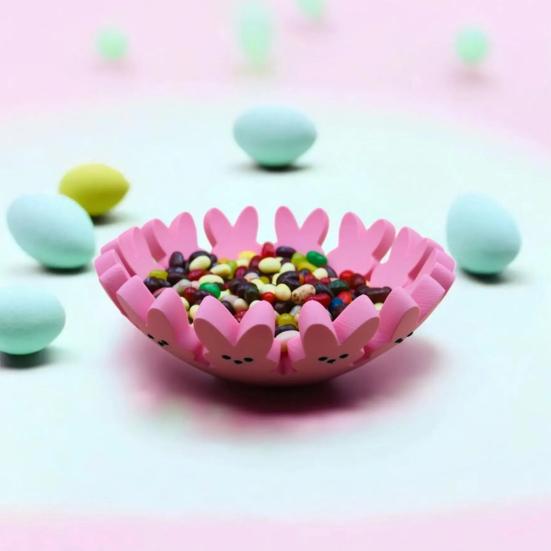 Yousheng Pink Bunny Bowl Candy Tray for Easter Decorations Festive Bunny Candy Dish Easter Gift Basket Home Decor for Family