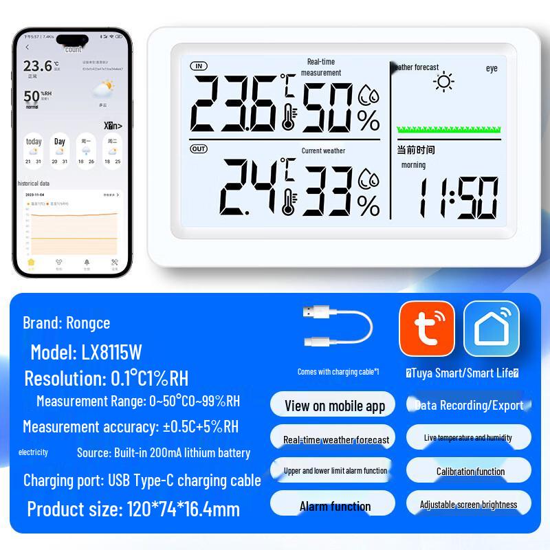 Smart WiFi Weather Station with Thermometer, Hygrometer & Alarm