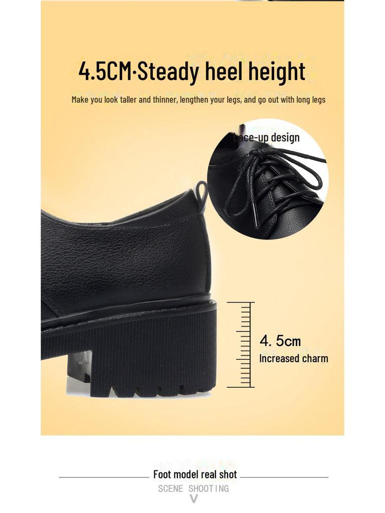 Damen Schwarze Schnürschuhe Formell Leder für Vorstellungsgespräche - Weiche Sohle, Herbst/Frühling