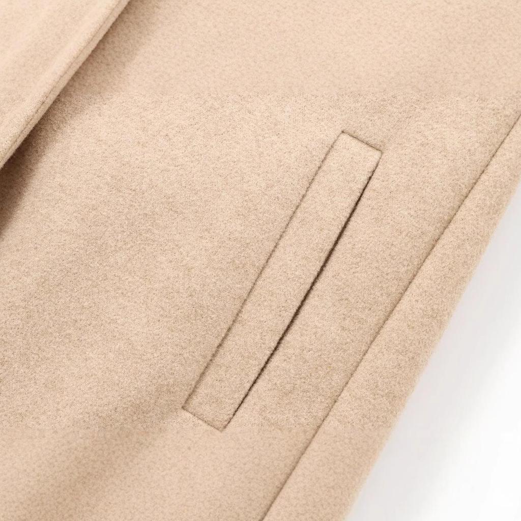 2024 Autumn Women's European & American Style Soft Lapel Long Sleeve Wool Coat