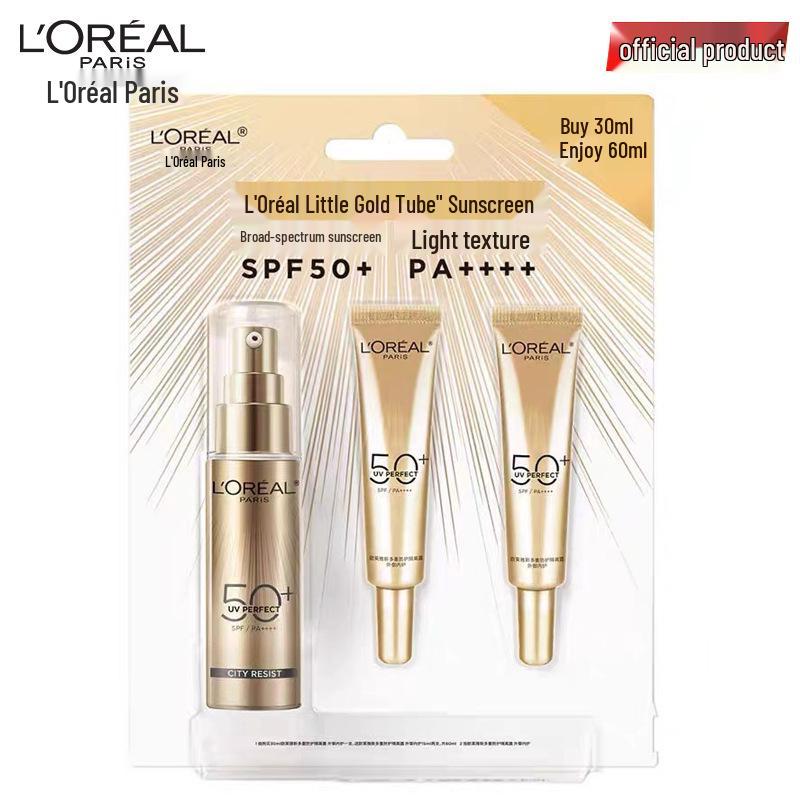 L'Oréal Multi-Protection Sunscreen Little Gold Tube Set for Daily Commute and Travel