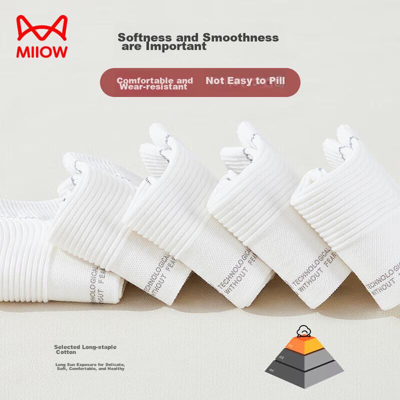 MIIOW Odor-Resistant, Anti-Pilling Short Socks for Men, Summer Boat Socks, Thin Sweat-Absorbing White Athletic Ankle Socks