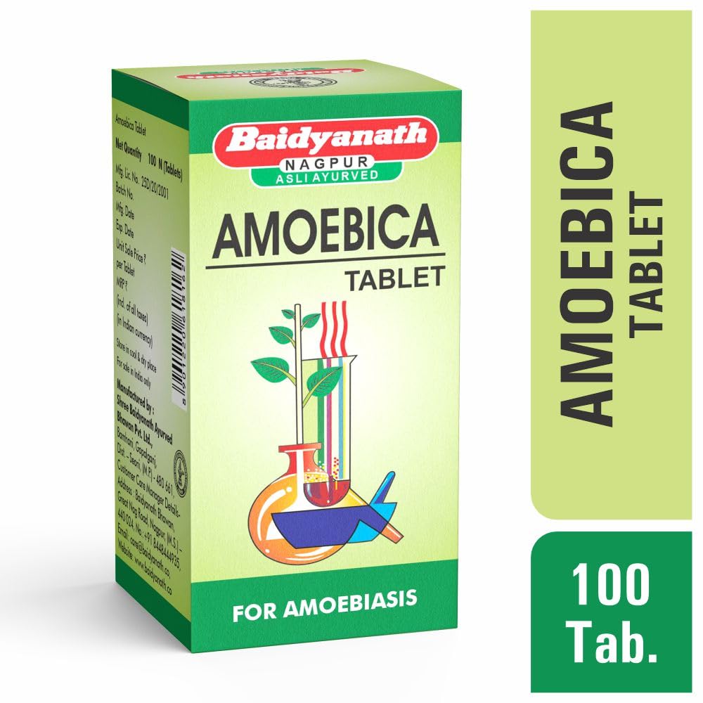 Baidyanath Asli Ayurved Amoebica I Ayurvedic Digestive Support 100 Tablets X Pack of 2 for Gut Health