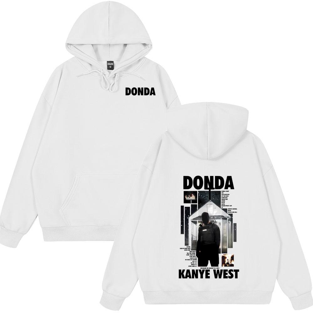 Rapper Kanye West Donda Stampa Double Sided Felpa con Cappuccio Uomo Donna Top Hip Hop Moda Musica Pop Abbigliamento Felpe Oversize Vintage da Uomo
