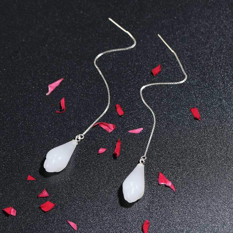 

Антикварные серьги, длинные серьги с глазурованным цветком магнолии, серьги-пусеты с серебряной иглой s925, серьги, классический темперамент, украшения для ушей, женские